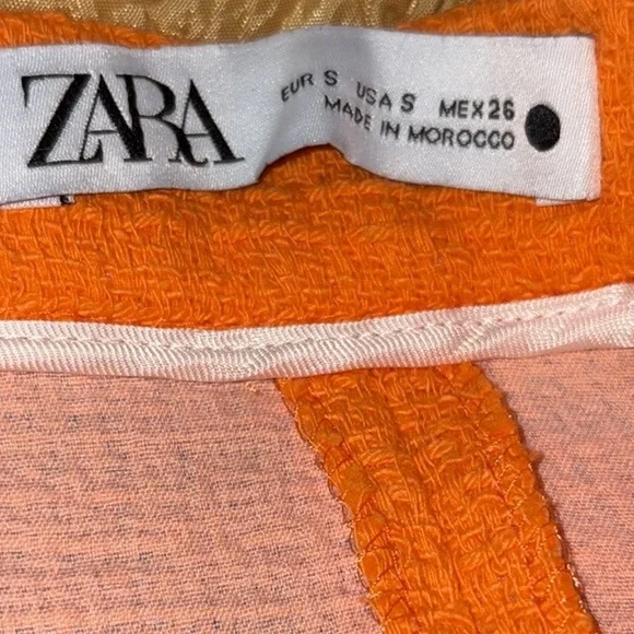Zara Orange Textured Tweed Ruffle Mini Skirt - S - Picture 11 of 14